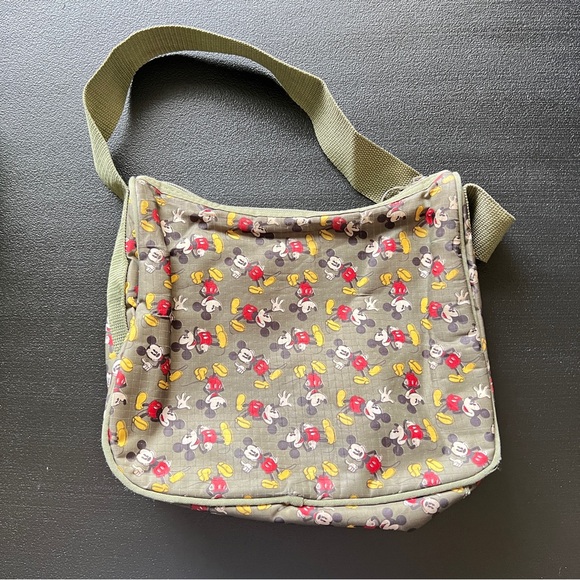 Disney Mickey Mouse Olive Green Nylon Shoulder Bag - Picture 9 of 11